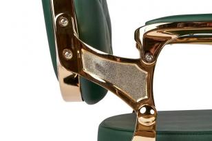 Барбер кресло BUZZ Gold Green VIP02. АКЦИЯ! 